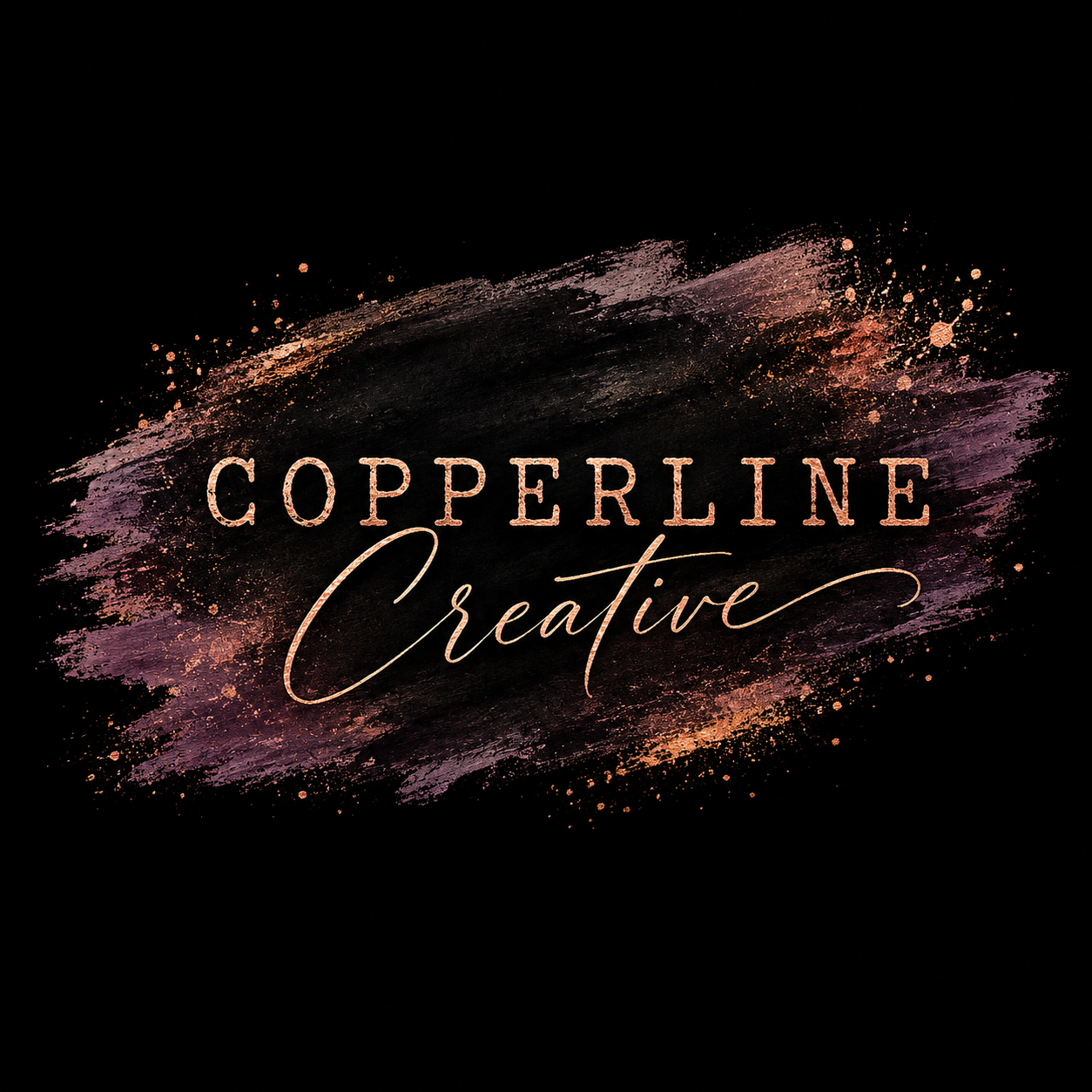 Copperline Creative logo with black paint smear