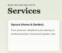 Spruce & Spirit services page preview